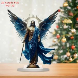 Archangel Michael Fighting Angel 2D Flat Acrylic PlaqueHomeOfficeCaferoomStudioTabletop Ornament Decor Sign Kit Gift