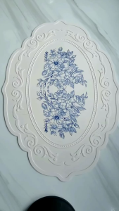 Silicone Carved Dining Mat Retro Pattern Table Mat Floral Placemat for Dining Table Kitchen Coffee Pad Tableware Mats Waterproof