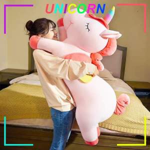 GẤU BÔNG NGỰA PONY LỚN 1 MÉT GẤU BÔNG KÌ LÂN  NGỰA 1 SỪNG VẢI MINISO MỀM MỊN CHO BÉ
