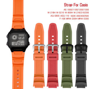Watch Strap 18mm for CASIO AE1200 / 1300 / 1000 W-219 Replacement Silicone Rubber Watch Band Mens Wristband Bracelet Accessorie