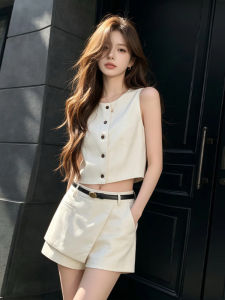 Shalldoer | Slim Fit Sleeveless Vest High Waist Shorts Set Casual Summer Wear