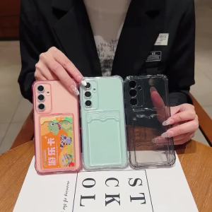 Transparent Card Poket Phone Case For Samsung Galaxy S26 S25 S24 S23 S22 S21 Ultra Plus A73 A72 A71 A57 A56 Shockproof TPU Cover