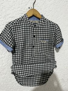 Athailah store kurta anak lengan pendek kotak abu