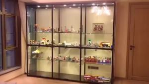 【Toughened Glass】Display Cabinet Storage Cabinet Glass Cabinet Showcase Hand Operated Hand Operated Building Block Door Of Household Model