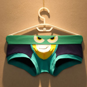 Pure Cotton Mens Boxer Shorts Low Waist U-Cut Design Cartoon Print Sporty Briefs Comfortable Breathable Youthful Underwear