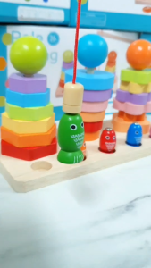 ของเล่นไม้เสริมพัฒนาการเด็ก Pole Fishing เกมตกปลา ฝึกสมาธิ จับคู่สี-รูปทรง ฝึกกล้ามเนื้อมัดเล็ก ปลอดภัยไร้สารพิษ