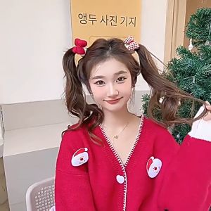 ยางรัดผม ยางรัดผมแฟชั่น โบว์ตรุษจีน ความยืดหยุ่นสูงฤดูใบไม้ร่วงและฤดูหนาวสาวน่ารัก แฮร์วงกลม กิ๊ฟน่ารักๆ Pinapple