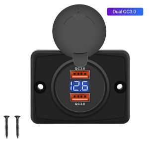Bộ Sạc Ô Tô USB Kép 12V-24V QC3.0 PD 3.1A/2.1A Có Nắp Trượt Dành Cho Xe Tải Xe Cắm Trại RV - Ổ Cắm Sạc Nhanh Bộ Chuyển Đổi Bảng Điều Khiển