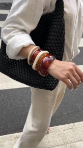 Ingemark | Ingemark 5 Styles Boho Brown Resin Acrylic Bangles for Women Y2K Geometric Irregular Wide Charm Bracelets Party Jewelry Gift New