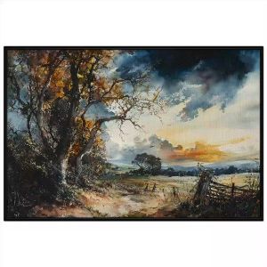 Tranh phong cảnh mùa thu màu nước. Tranh treo tường dán tường canvas trang trí. CGI-1957