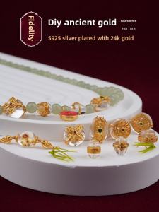 24K Gold Plated S925 Silver Pendant with Embedded White Crystal Diamond Cut Surface Indestructible Buddhist Vajra Design Jewelry Accessory