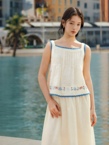 INMAN | Colorful Embroidered Linen Cotton Vest