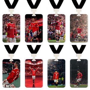 Bus Pass Meal Card Student Protective Case Card Holder Badge Neck Rope Factory Brand Work Certificate Holder C.Ronaldo Football Star
