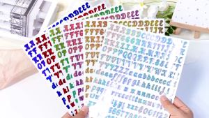 0.5inch diy holography shiny Letter Sticker Number Alphabet Waterproof Personalized Stickers