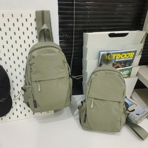 LUSUO | Mens Travel Lightweight Crossbody Bag Double Shoulder Backpack Chest Bag Casual Style Nylon Material Zipper Closure Leisure Scene