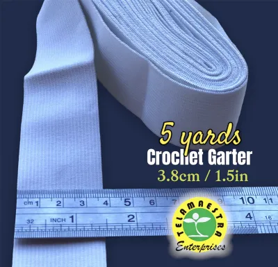 [5yards] Crochet Garter Elastic Knit Sewing Band for Garment Sewing Flat and High Elasticity Band Tape 5 yrds approx. per pack 1.2cm 2cm 2.5cm 3cm 3.8cm 5cm