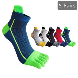 1/5 Pairs Man Five finger Boat Socks Cotton Mesh Breathable Striped Sweat-Absorbing Fashion Sport Fitness Hiking Toe Travel Sock
