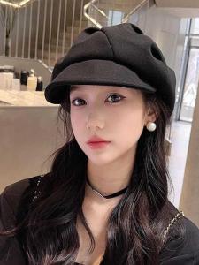Cloud Shape Womens Beret Hat Autumn Spring Foldable Face Slimming British Retro Versatile Painter Cap Casual Style round Top