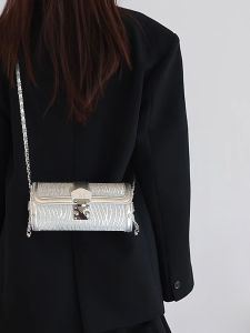 Silver Chained Cylinder Crossbody Bag Womens Fashionable Casual Minimalist Lock-Free Soft Handle New 2025 Autumn Winter Bag