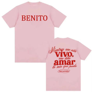 Sanrio | Summer Tee Bad Bunny Baile Letters Print T-shirt Men Women Fashion Hip Hop Vintage T Shirts Cotton Casual Short Sleeve Top Y2K