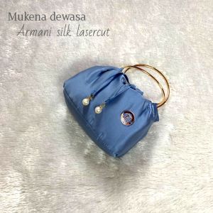 mukena dewasa Armani silk polos lasercut mukena 2in1 dilengkapi tas traveling