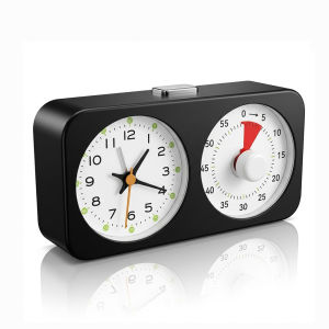 Countdown Timer for Kitchen Bedroom Desk Alarm Clock with Silent Non-Ticking Quartz Movement Home Décor Battery Powered Black