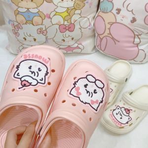 Adorable Mikko Cat Themed Indoor Slippers Thick Bottom Anti-Slip Summer Sandals for Girls Cute Cartoon Design Flat Heel EVA Material