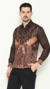 KEMEJA BATIK PRIA HALUS TERBARU FASHION PRIA BAJU LENGAN PANJANG KANTOR CASUAL Kraton Merak KBMAN 002