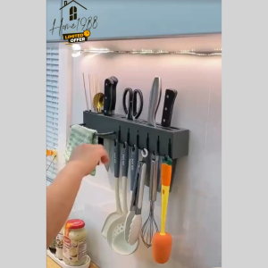 HOME1988😊พร้อมส่ง💯ชั้นวางมีดหนา ชั้นวางอุปกรณ์ครัวแบบไม่ต้องเจาะ ชั้นวางอุปกรณ์ครัวอเนกประสงค์ติดผนัง ชั้นวางตะเกียบ ที่เก็บมีดผัก