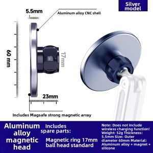 iokex | Magnetic Magsafe Car Phone Holder 360 Degree Rotation Aluminum Metal