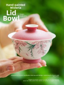 JISU | Hand-painted Purple Wisteria Design Ceramic Gaiwan Tea Cup