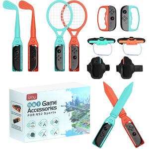 BSN | 18 in 1 Sports Accessories Bundle for NS Switch 2 Golf Clubs Tennis Rackets Swords Grips Straps Kit for Joy-Con