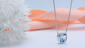 2.7 Carats Genuine Sterling Silver S925 Necklace Natural Sky Blue Topaz Gemstone Women Top Quality Jewelry Style