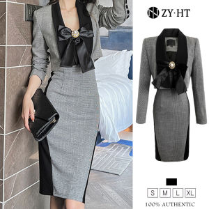 HT EraVogue เดรสผู้หญิง ชุดเซท 2 ชิ้น เสื้อคลุมสั้น+เดรสสายเดี่ยว เดรสทำงาน เดรสรัดรูป เดรสเกาหลี เดรสอออกงาน ชุดเดรสผู้หญิง 10005