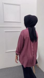 RIKA TOP KEMEJA WANITA LINEN LENGAN PANJANG ATASAN WANITA TERBARU 2023 KEMEJA KEKINIAN LINEN HANA SHIRT KANCING BELAKANG