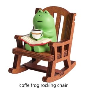 Mini Furniture Dollhouse Resin DIY Accessories Miniature Coffee Frog Rocking Chair Decor Props Room Decoration Accessory