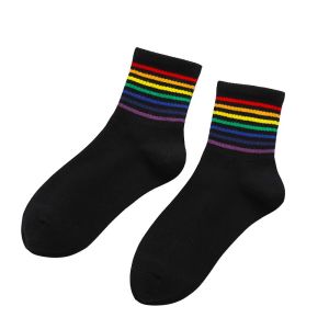 Japanese Style Color Stripes Long Socks Womens Trendy K-style Preppy Style Lovers Socks Boys Socks Tube Socks Stylish Rainbow.