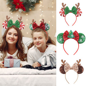 2026 New Christmas Mouse Headband For Women Ear Hairband Kids Xmas Party DIY Hair Accessories Hot Festival Cosplay