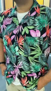 เสื้อเชิ้ตแขนสั้นพิมพ์ลายดอก เสื้อฮาวายลายดอก เสื้อสงกรานต์ ฤดูร้อน ลายใหม่ 2025 ผ้าไหมอิตาลี