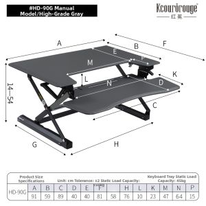 KCOUROROUGE | Adjustable Foldable Standing Desk