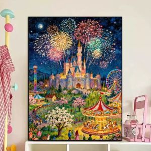 KAYOU | Acrylic Paint By Numbers Amusement Park Castle Painting By Numbers on Canvas Coloring By Number for Adults Paint Digital Art