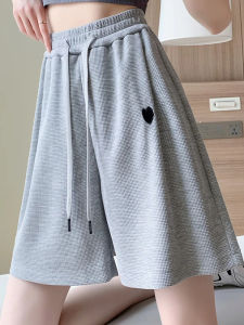 Loose Wide Leg Casual Shorts Womens Summer Thin Five-Quarter Pants plus Size Comfortable Outerwear Trousers Korean Style High Waist Straight Tube