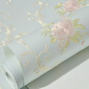 5/10M European Style 3D Floral Self-adhesive Back Adhesive Precision Pressed Large Floral Non-woven Wallpaper for Living Room