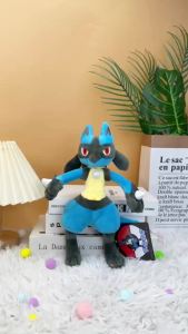 Takara Tomy | Lucario Riolu Plush Toy Mega Evolved Lucario Riolu Soft Stuffed Doll Cartoon Anime Games Plushies Halloween Gifts