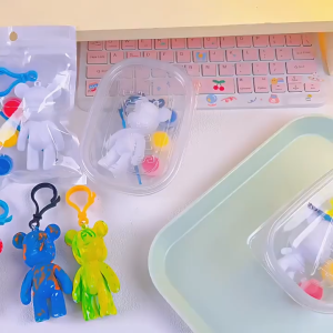 【Local delivery】DIY Fluid Bear Keychain Painted Fluid Bear Keychain Handmade childrenS Diy Graffiti Mini Mainan Bear Brick Key Chain For Children Kids Toys Education Art