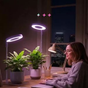 LED Indoor Angel Ring Plant Growth Light 2/4/8H On/Off Timer USB 5V Retractable Height Full Spectrum Simulated Sunlight Plant
