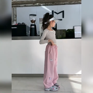 กางเกงขายาวเด็กผู้หญิง กางเกงขากว้าง กางเกงเด็ก น่ารัก น่ารัก รูปแบบการ์ตูน เสื้อผ้าเด็กผู้หญิง ระบายอากาศได้สะดวกสบาย ขนาด 130-160cm