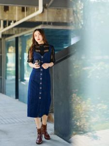 Finders Keepers หัวเข็มขัดกลมโลหะแบรนด์ออสเตรเลีย สลิมฟิต แขนกุด กางเกงยีนส์ เดรส ทันสมัย สุภาพสตรี เดรส ในสต็อก