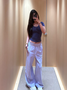 Quick Dry Wide Leg Pants Womens High Waist Casual Floral Print Versatile Loose Fit Commute Style Summer Season Fashion