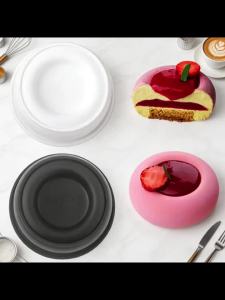 1 or 6 or 15-Cell Round Concave Design Mousse Cake Moulds Kitchen Food Grade Silicone Chocolate Mold Pudding Dessert Tools